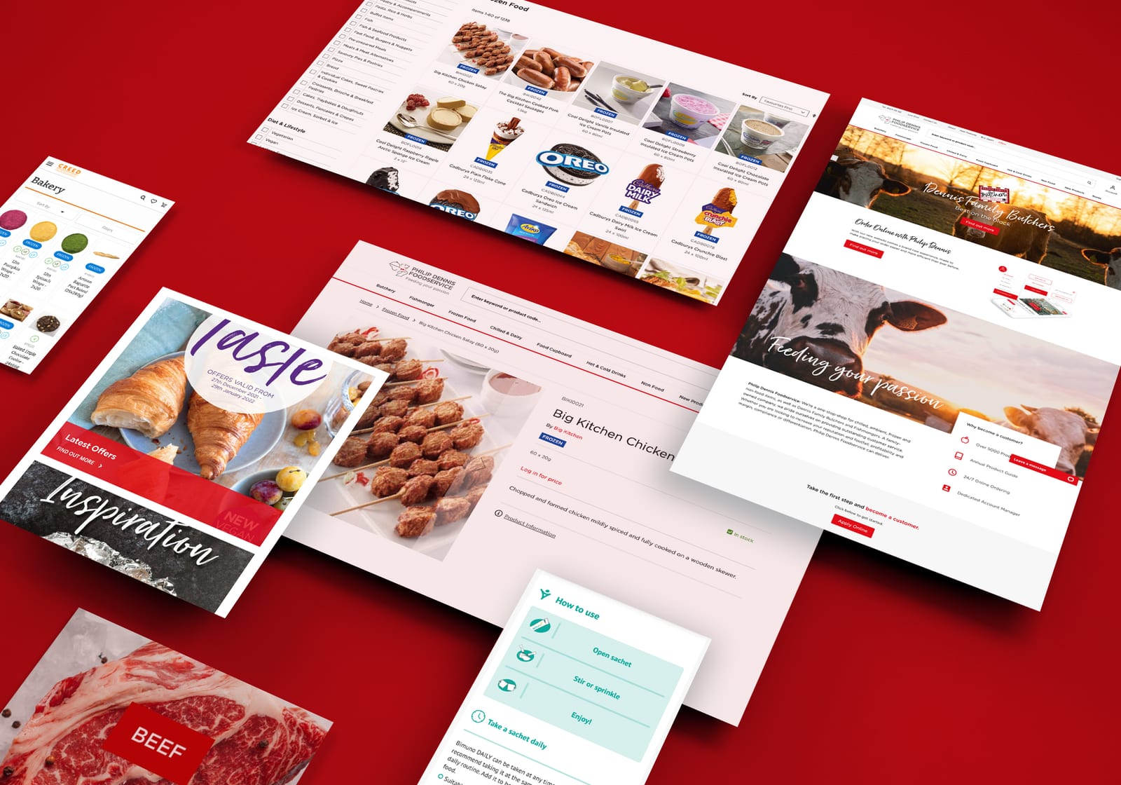 Philip Dennis Foodservice - trade ordering platform desktop screens